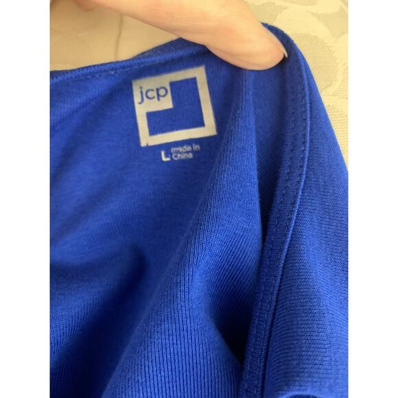 Large JCP Women's Royal Blue Jersey Knit Tank Top sleeveless Scoop Neck - Picture 6 of 6